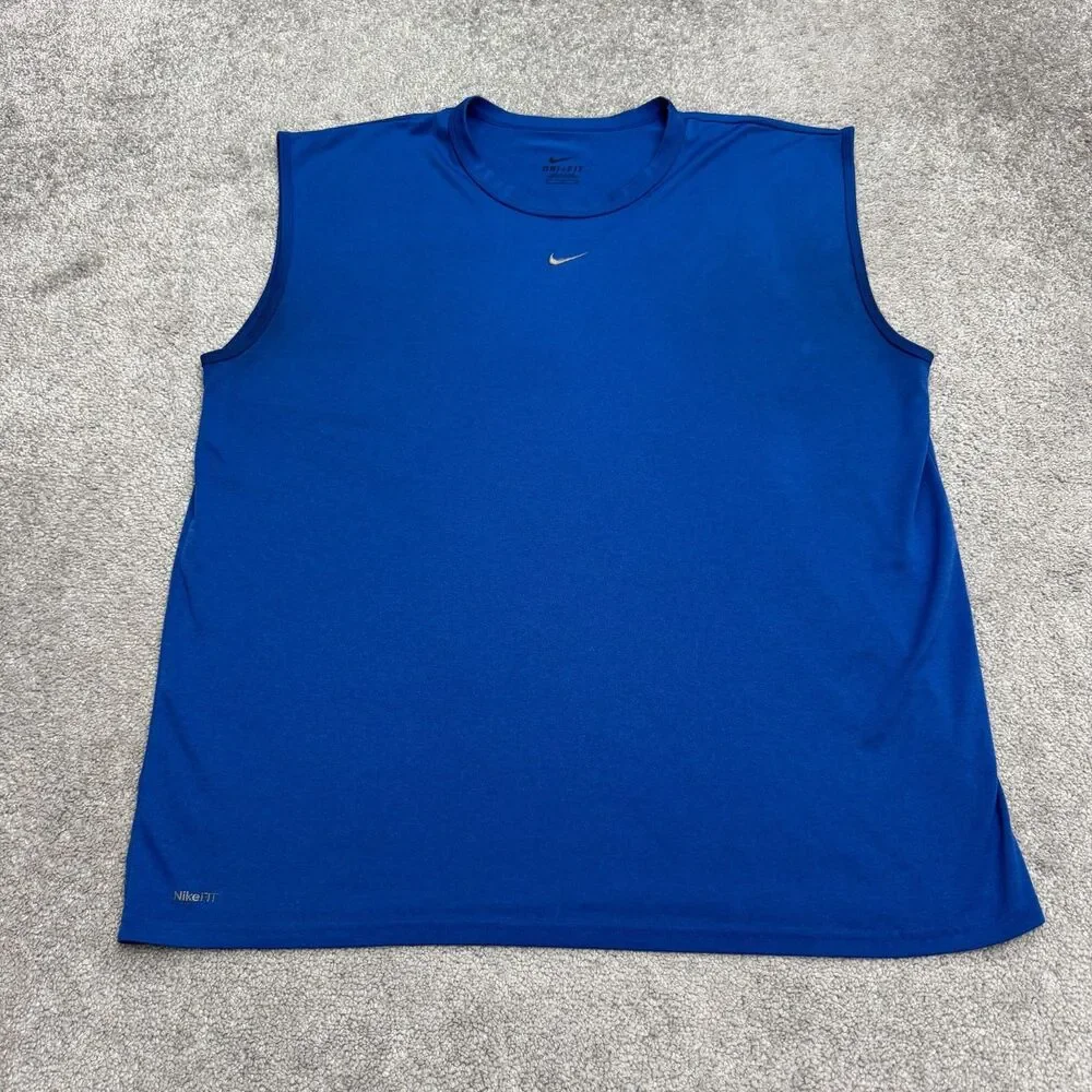 Nike Dri-FIT Sleeveless Training Tank Top Men XL Blue Active Shirt Swoosh GUC